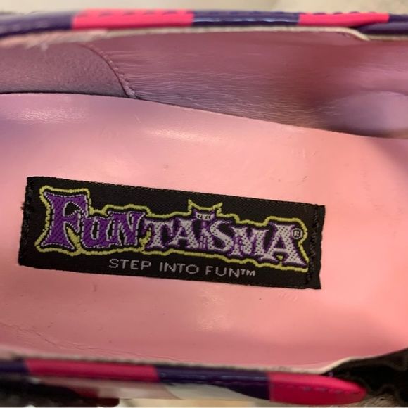 FUNTASMA Women’s Purple Pink striped  Alice In Wonderland Cheshire Cat Shoes 9 - Picture 9 of 10
